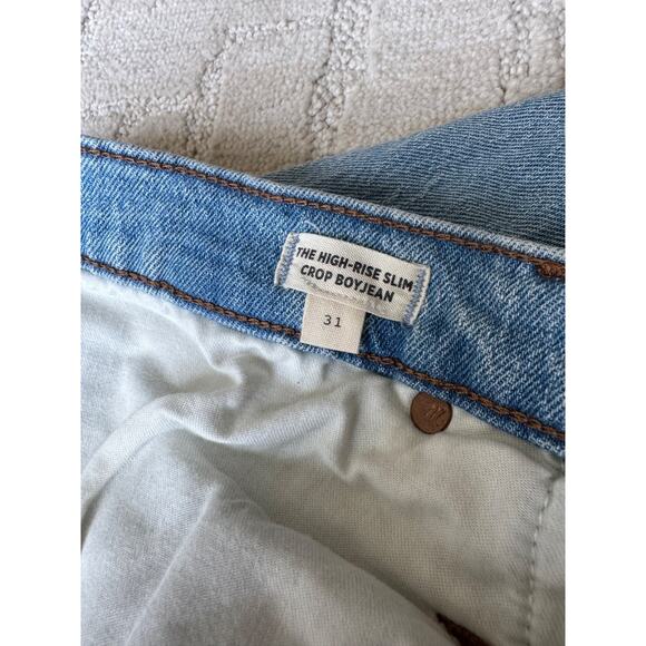 Madewell High Rise Slim Crop Boy Jean Denim Pants Stretch - Picture 3 of 11
